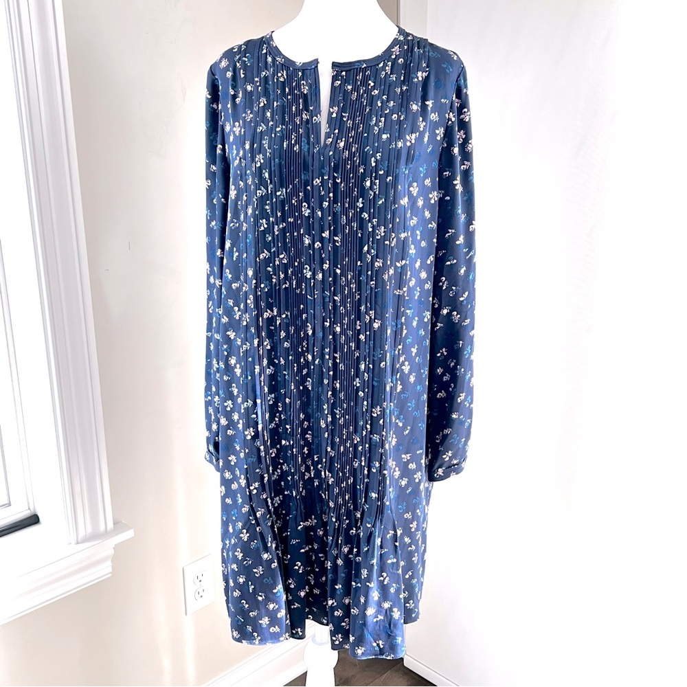 Diane Von Furstenberg silk medow boho navy blue dress size 12